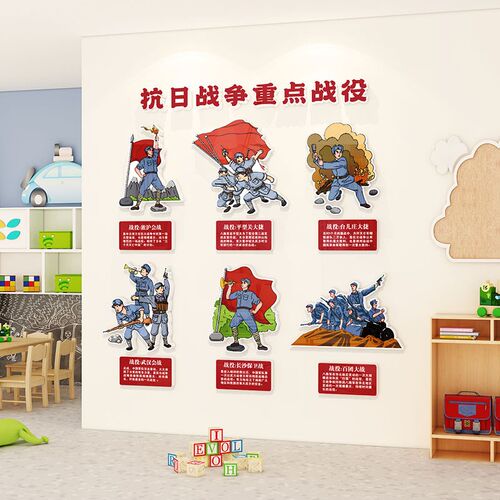 红色爱国主题文化墙贴幼儿园小开学D托管班级环创教室布置墙面装