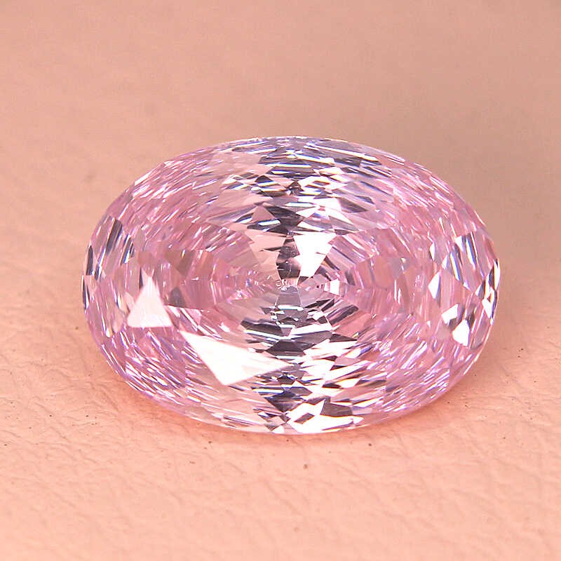 流星雨切割浅粉色高碳钻裸钻椭圆形戒指吊坠女镶嵌轻奢通勤高精切