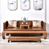 鸡翅木罗汉床全实木新中式 素面红木美人榻沙发床罗汉塌三件套组合