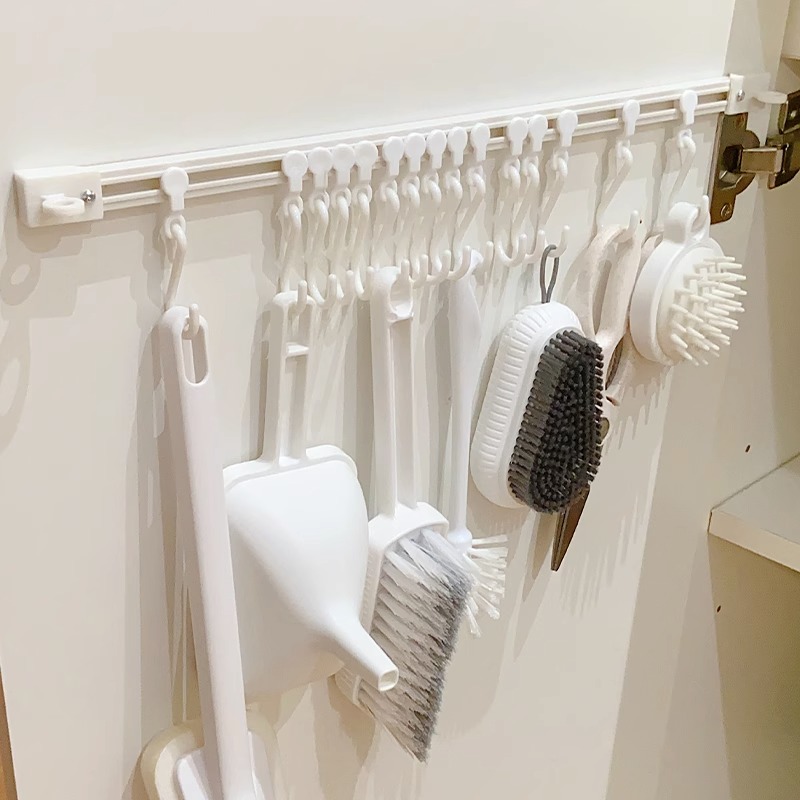 整体橱柜门后内侧收纳挂钩一排长条免打孔勺子铲P子置物架厨房用