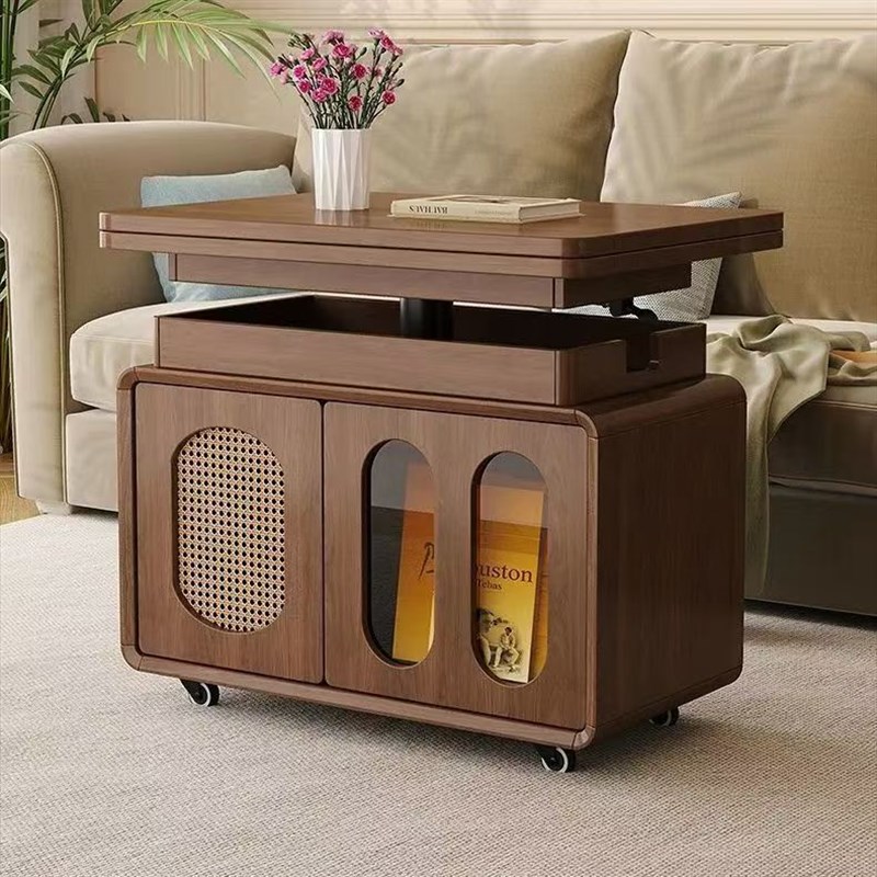 实木茶几可移动升降折叠客厅家用B角几小户型推车沙发边几储物书