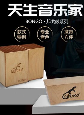 壁虎新款专业卡宏木箱鼓邦哥风格Bongo邦戈鼓便携旅行箱鼓手拍鼓