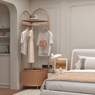 衣帽架落地简约意式 收纳房间墙角挂衣架家用不锈钢简易转角置物架