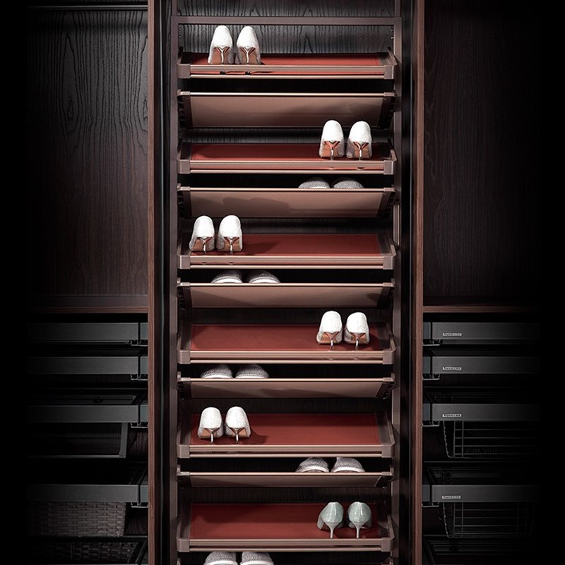 衣柜旋转鞋架柜内拉篮衣帽间多层鞋架鞋柜收纳翻转鞋架鞋柜收纳架