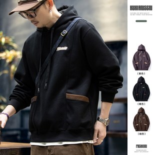 外套美式 360g卫衣男连帽2024新款 男士 潮牌宽松大码 休闲上衣潮 秋季