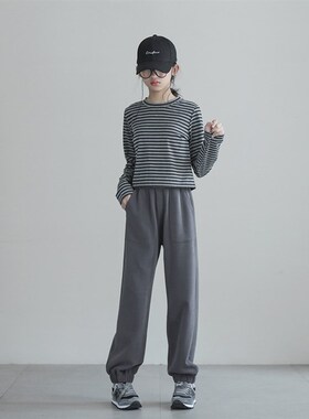 女童裤子春秋款儿童运动裤加大长裤宽松学生卫裤灰色大童女孩外裤