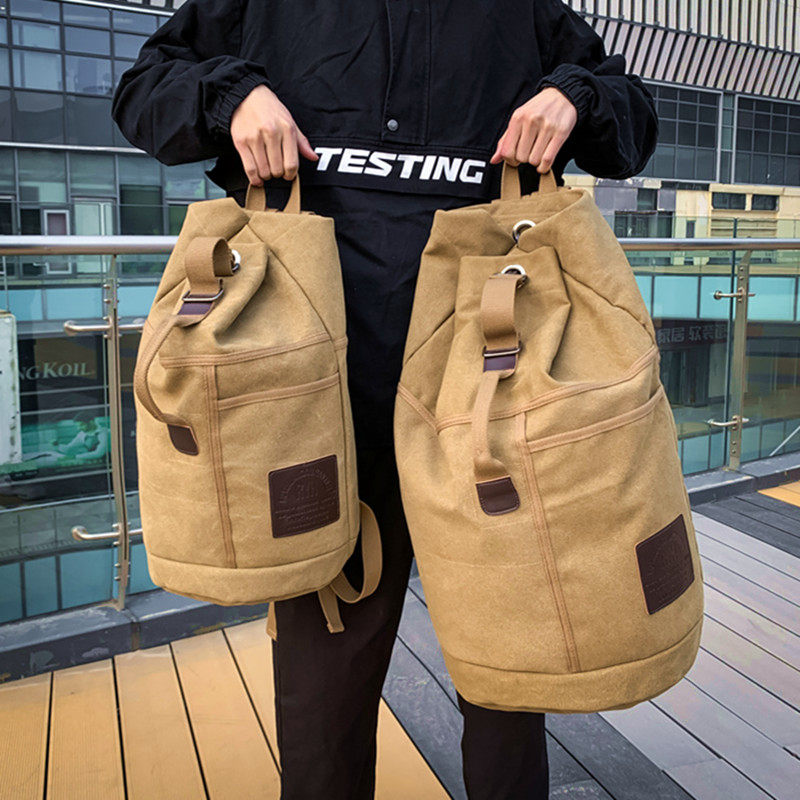 帆布背包男士户外旅行大容量双肩包运动篮球个性水桶高中学生书包,箱包皮具/热销女包/男包,双肩背包,淘宝优惠券,粉丝福利购,淘宝优惠卷