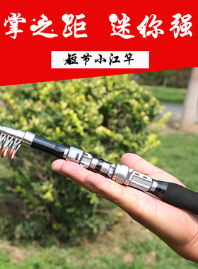 小海竿1米便携超短节江杆迷你钓鱼竿抛竿L远投矶竿冰钓路亚竿套装