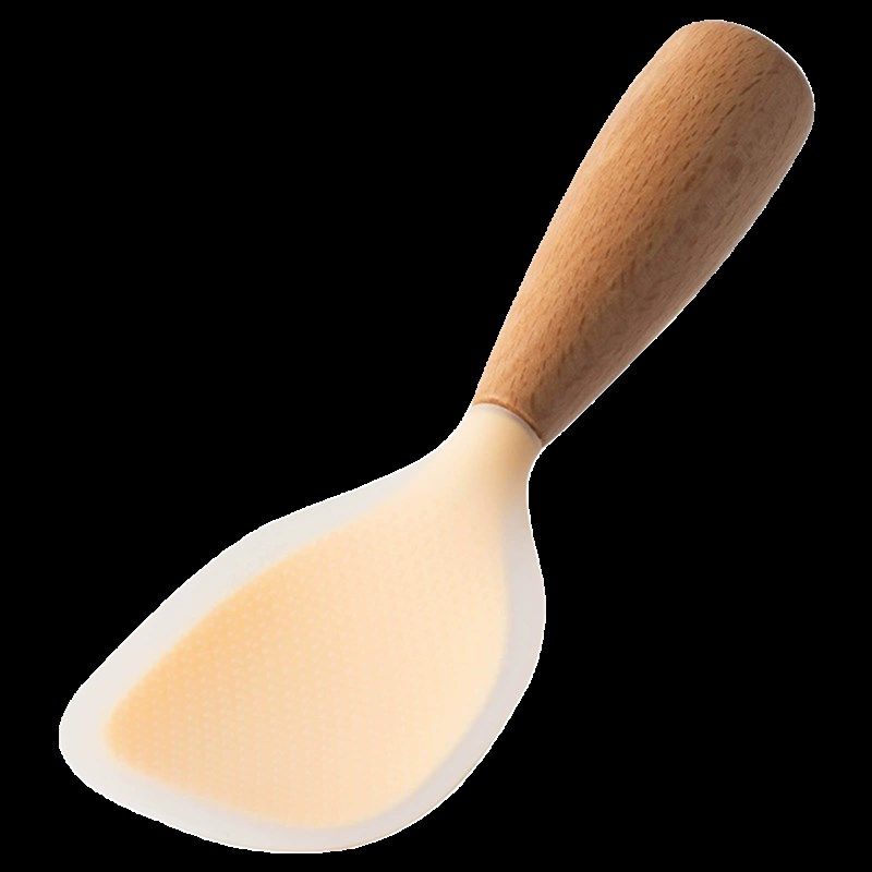 可立式饭勺家用电饭煲硅胶勺不粘米饭铲子木柄盛饭勺食品级耐高温