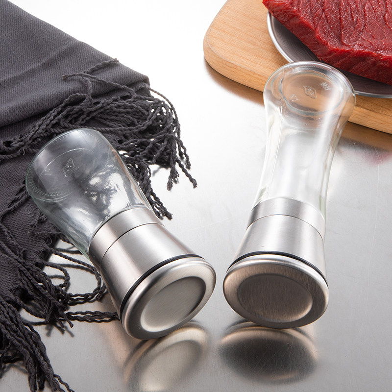 研磨瓶手动黑胡椒粒粉超细碾磨器家用花椒调料椒盐研磨器玻璃健康