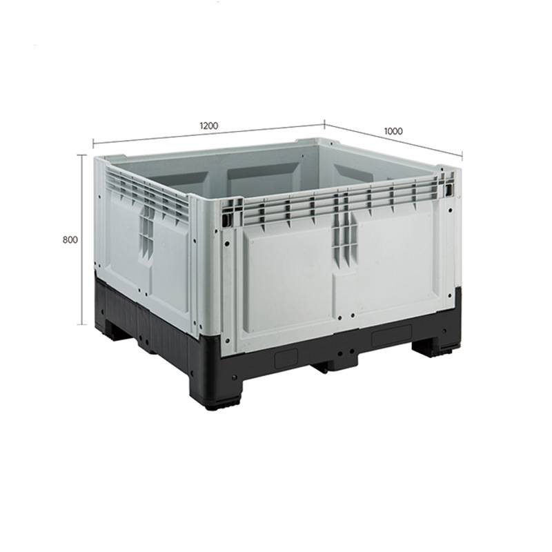 1210折叠塑料卡板箱 立库封闭物流箱 叉车托盘货架工业周转箱新款