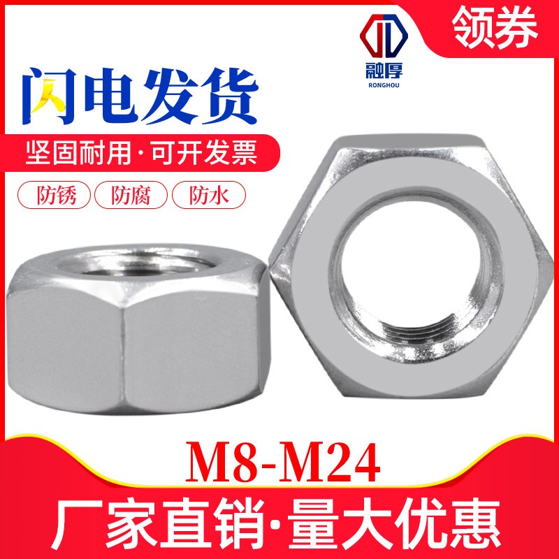 304不锈钢反牙细牙螺母细丝反扣左旋螺丝帽M10M12M14M16M18M20M24