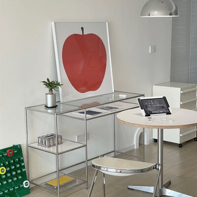 Lifepoem伊姆斯中古风餐桌韩国博主小户型圆形纯色办公桌咖啡桌