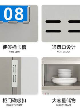 工食堂不锈餐盘柜储物柜带碗柜多门柜餐具柜钢存放柜员AX-CPG工厂
