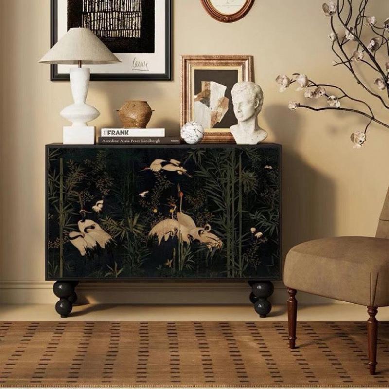 美式古轻奢客厅家复用木边OGL餐边柜现代简约实厨房柜收纳置物玄