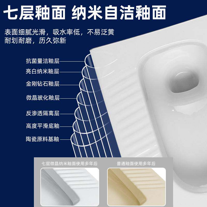 家用蹲坐便器蹲坑式便池冲水箱整套装卫生间防臭厕陶瓷便盆