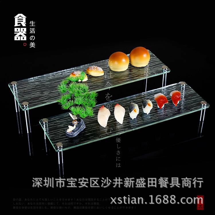 促销特色三层点心架有机玻璃亚克力寿司架寿司盛台自助餐食物架