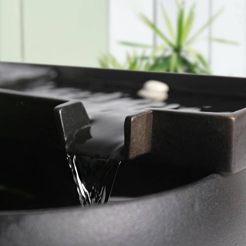 枯石陶瓷流水摆件桌面喷泉循环加湿流水器茶桌茶台禅意瀑布式
