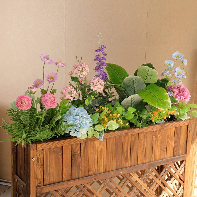仿花造隔景花箱花断槽摆放真植物456456插花遮挡假花草装饰仿生绿