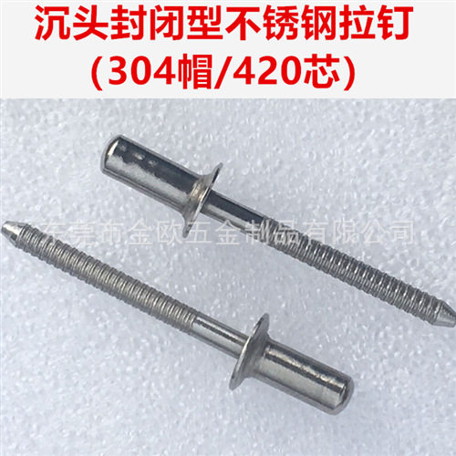 (开票)工厂现货沉头封闭拉钉 不锈钢防水铆钉304帽420芯封闭铆钉