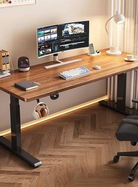 书实木电电动学升降桌智LNP能脑桌可升降电竞桌子家用习办公桌工作台