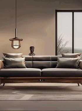 沙客厅2025年新款胡新中发黑桃木HKZ沙发别墅家式用轻奢直排家具