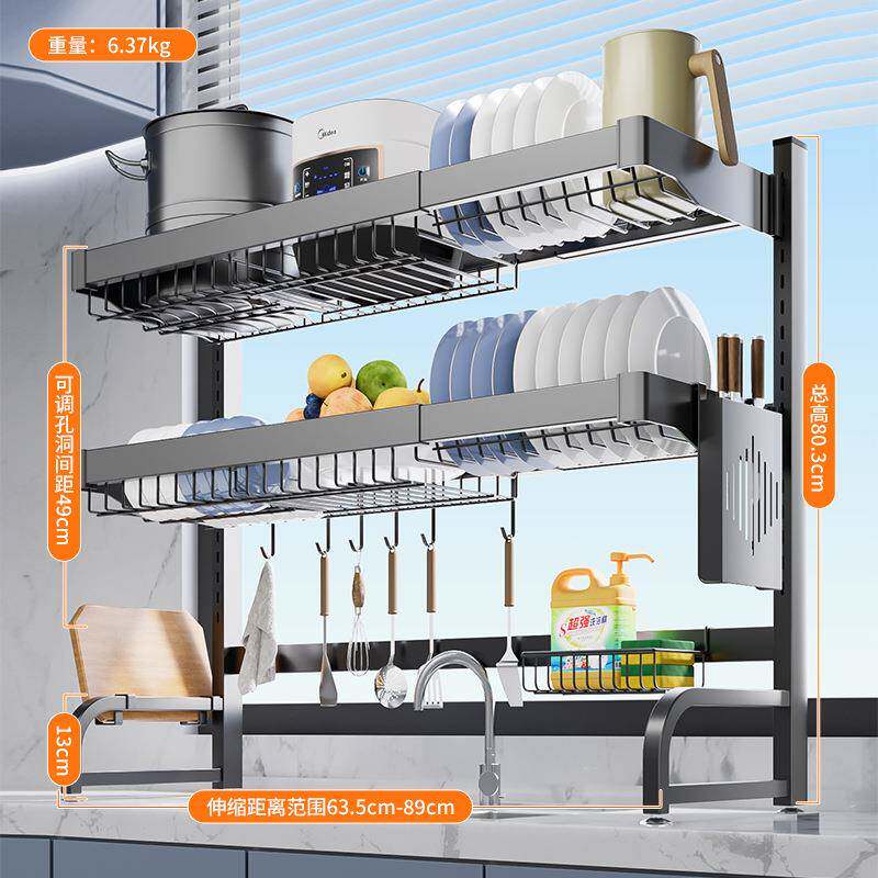 放盘纳沥水架多功碗碟收架能不锈钢厨房碗碟碗水S1047-1槽置物架