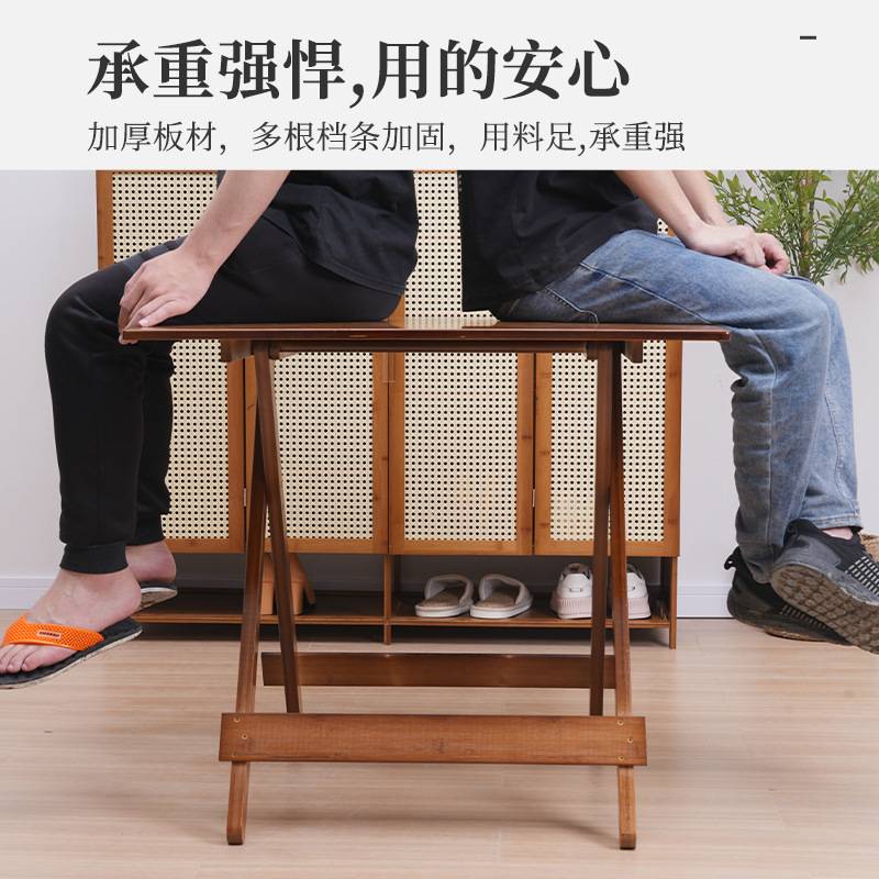 可折叠桌子餐桌家用吃饭小户型方形租房摆摊简约便携式户外竹饭桌