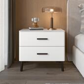 8实V006奶油风室岩板床头柜木简约现代轻奢卧简易床物边柜小户型