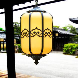 新中式长走廊吊灯吸顶葡萄架凉亭别墅大门屋檐户外复古红灯笼庭院