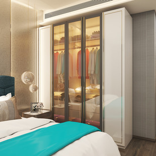 轻奢衣柜简约现代卧室家用柜子木C质组合三四六八门衣柜环保大衣