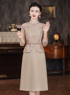 2024新款洋气年轻款妈妈礼服敬酒晚服日常可穿喜婆婆婚宴旗袍喜服