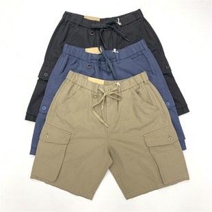 阔腿中裤 复古街头宽松沙滩五分裤 短裤 纯棉水洗做旧厚实细帆布工装
