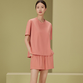 睡衣自带胸垫一体夏季 T可外穿家居服套 短裤 女士薄款 冰丝凉感短袖