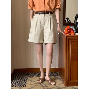 女2024夏季 百慕大短裤 新款 简约时尚 大艾 通勤高腰休闲五分裤 殿