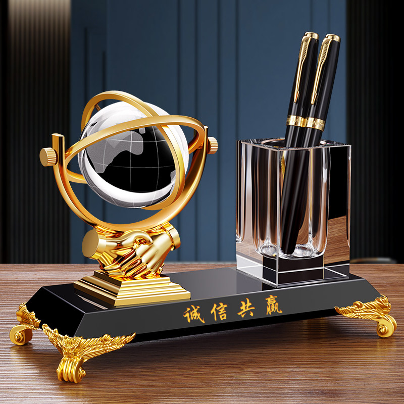 水晶笔筒办公桌面装饰品办公摆件公司纪念活动创意礼品送老师领导