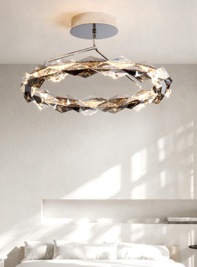 客厅灯led吸顶灯卧室灯现代简约202G4新款主卧灯极简水晶灯高级感