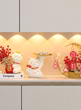 乔迁之喜新居礼品招财猫摆件入户玄关新房布置电视柜X酒柜家居装