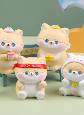 卡通柴旺迷你动物k汽车车内中控台车载装饰摆饰治癒系桌面摆饰品