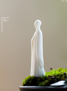 禅意无相佛中国白瓷摆件家u居装饰陶瓷人物盆景造景工艺品袖珍茶