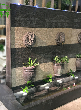 花园别墅a大型流水鱼池摆件家居玄关水幕墙招财公司会所装饰背景