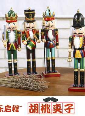 胡桃夹子士兵木偶人摆件橱窗摆件酒吧摆件创意U木头人装饰摆件
