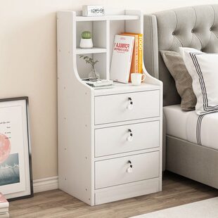 简约现代床头柜简易带锁收纳小柜子经济型储物柜卧室多功能床边柜
