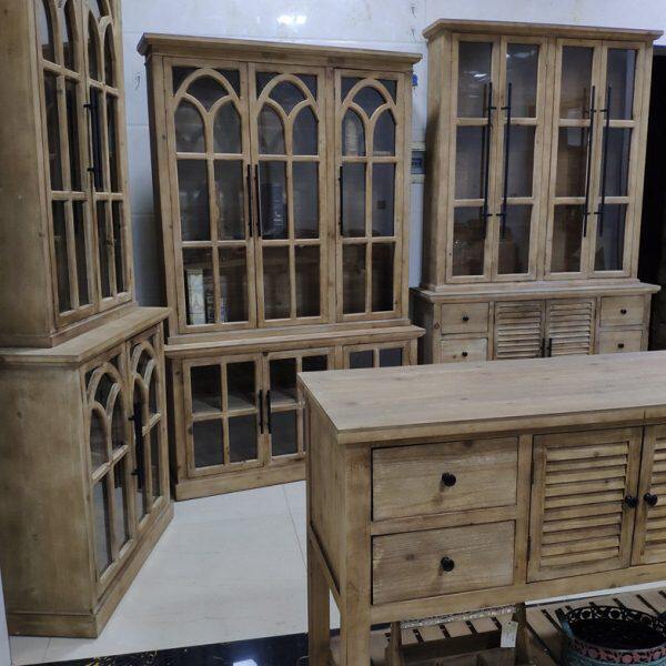 家具仿古实木创意套工艺出口大书柜美国北欧拼组合新款做旧餐边柜