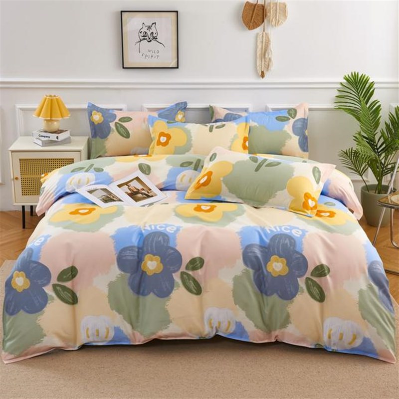 四季款春夏四件套床单被套被罩单双I人宿舍加厚小清新斜纹床上