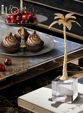 轻奢现代创意椰子树摆件软装饰品客厅I卧室书房艺术果盘装饰摆件