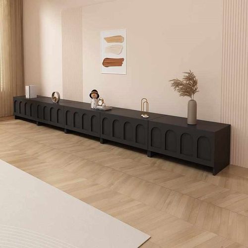 电视柜法式奶油风拼接组合地柜小C户型客厅黑色简约轻奢落地储物