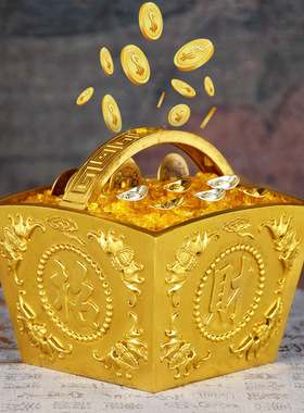 铜米斗摆件日进斗金铜聚宝盆铜缸铜升子家居装饰品X店铺开业礼品