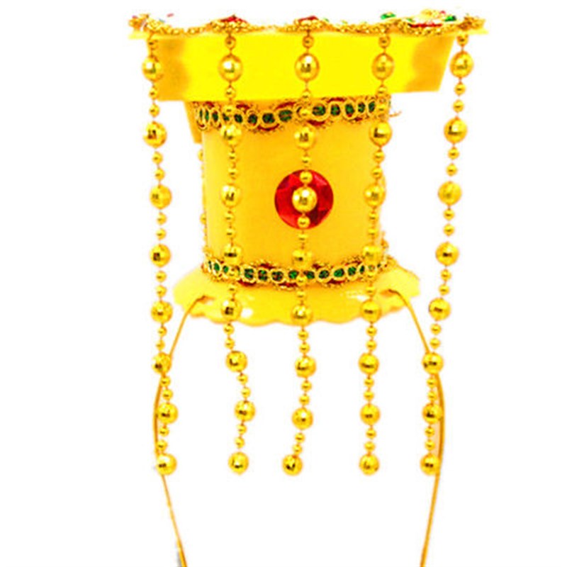 大汉朝唐龙c帽天子帽演出配饰平顶冠演出帽冕旒冠汉代发光皇帝帽