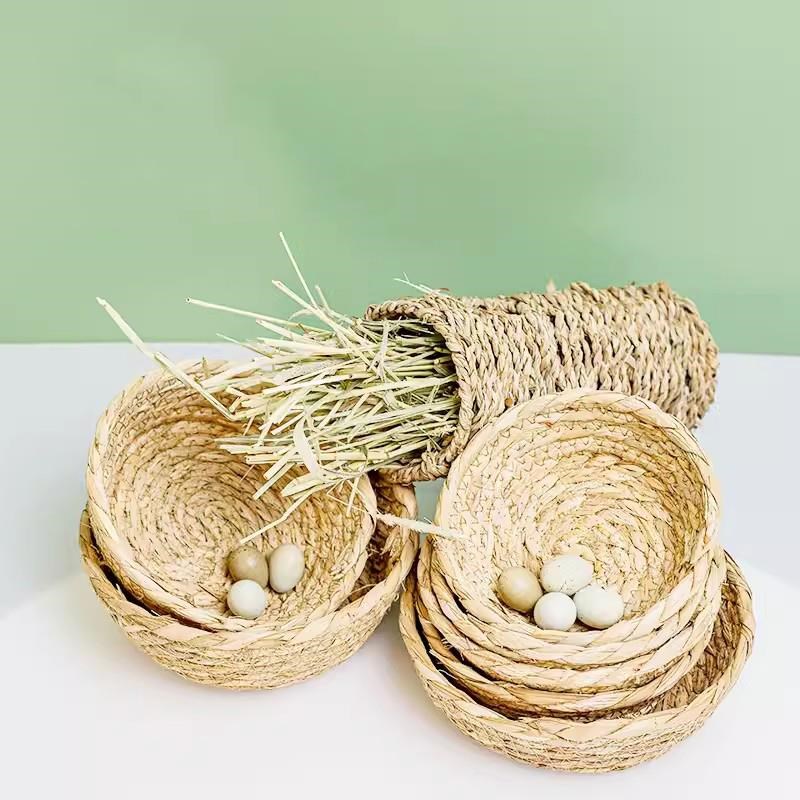 芦丁鸡窝草窝繁殖l箱造景房子小鹌鹑卢丁鸡下蛋全套鸟巢草编